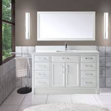 Costco Studio Bathe Calais 60 In White Single Vanity With Mirror White Vanity Bathroom Vanity Single Bathroom Vanity