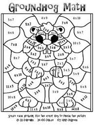 Multiplication Coloring Sheets Multiplication Coloring Worksheets 4th Grade Mosaic Coloring Pages For With Images Math Coloring Groundhog Day Activities Groundhog Day