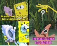 The magic conch shell is a toy used by spongebob and patrick to answer their questions. 25 Best Magic Conch Shell Memes Spongebob Memes Gif Memes Reddit Memes