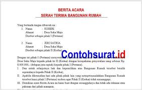 Contoh Surat Berita Acara Serah Terima Kunci Rumah Dan Bangunan Bangunan Pedesaan Tanda