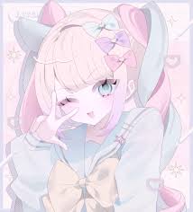 chouzetsusaikawa tenshi-chan, needy girl overdose, commentary, highres,  symbol-only commentary, 1girl, ;d, blonde hair, blue bow, blue eyes, blue  hair, bow, gradient hair, hair bow, hair ornament, hand up, heart, heart  hair ornament,