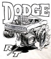 Black And White Dodge Challenger Clipart Dodge Charger B Body Art Cars Cartoon Car Drawing Ed Roth Art