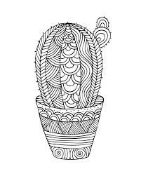 Adult coloring book,page a cute cactus with ornaments image for relaxing.zen art style illustration for print. Adult Coloring Book Page Design With A Picture Of A Cactus Stock Vector Illustration Of Drawing Flora 73853640