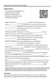Arbeitsblatt Mit Luckentext Zum Thema Galileo Galilei Unterricht Schule Aufgabenstellung Arbeitsblatter
