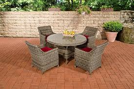 Clp Polyrattan Sitzgruppe Bovino Grau Meliert Rundes 5 Mm Rattan Aluminium Gestell 4 X Sessel Sandnes Runder Tisch Gartenmobel Sets Gartenmobel Sitzgruppe