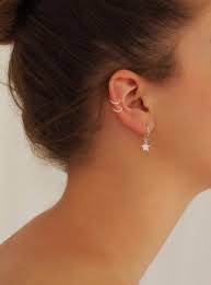 Gemstone sterling silver stud earrings. Small Hoop Earrings With Star Charms In Sterling Silver The Jewel Shop