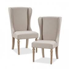 Whitewashed Wood Wing Back Beige Fabric Dining Chair Set Of 2 Fabric Dining Chairs Side Chairs Dining Dining Chairs Buy