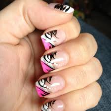 Pink & black acrylic nail design. Nails Black And Pink Nail And Manicure Trends