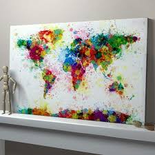 Leinwand Malen Weltkarte Bunt Kleckse Idee Originell Kaminsims Leinwand Malen Weltkarte Leinwand Leinwand Bemalen