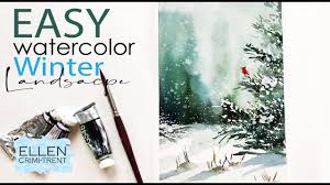 I dont know about you but i always seem to write my christmas cards at the last minutebut this year i really wanted to design and paint some of my own watercolor cards for friends and family. Easy Winter Landscape In Watercolor Christmas Card Ideas Youtube