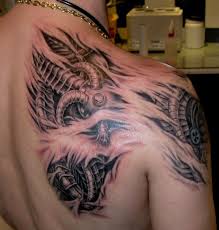 Bio Mechanical Shoulder Blade Tattoo Skin Tear Tattoo Biomechanical Tattoo Ripped Skin Tattoo