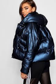 Metallic Hooded Puffer Jacket Boohoo Puffer Jacket Women Puffer Jackets Jackets For Women