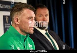 Ireland captain Peter O'Mahony (left) and head coach Andy Farrell during  the 2024 Guinness Men's Six Nations Launch at the Guinness Storehouse in  Dublin, Ireland. Picture date: Monday January 22, 2024 Stock
