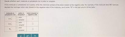 However, to determine if ch4 is polar we consider the molecula. Decide Whether Each Molecule Or Polyatomic Ion Is Chegg Com