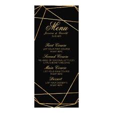 Black And Gold Card Design Modern Elegant Black Gold Wedding Menu Zazzle Com Wedding Menu Cards Elegant Wedding Menu Black Gold Wedding