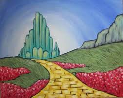 Yellow Brick Road Drawing Art Canvas Painting Diy Disney Canvas Paintings Disney Paintings