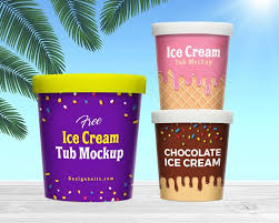 Ice Cream Bucket Mockup In Psd Icecream Bucket Mockup Psd Ice Cream Tubs Ice Cream Mockup