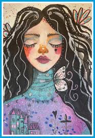 Painting round, bright trees for fun