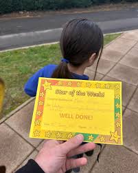 Star of the week for my Maria given by the new supply teacher who oddly  reminds me of my twin brother chris lol and my daughter thinks the same  lol. Now her