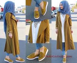 2019 Tesettur Kombinleri Mavi Kot Pantolon Beyaz Gomlek Yesil Uzun Kap Babet Tesettur Tunik Modelleri 2020 Casual Hijab Outfit Kadin Kiyafetleri Abaya Tarzi