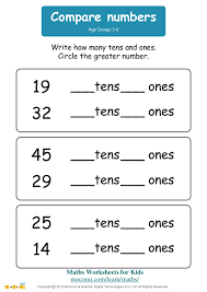 Download, fill in and print hundreds, tens and ones worksheet with answer key pdf online here for free. Comparing Tens And Ones Worksheets Compare Numbers Maths For Kids Mocomicom Fantastic Picture Inspirations Jaimie Bleck