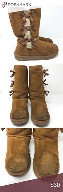 Koolaburra By Ugg Suede Sheepskin Tall Tan Boots There Are Noticeable Signs Of Use These Cute Boots Could Use A Cleaning Adora Tan Boots Boots Tall Tan Boots