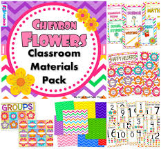 Chevron Flowers Classroom Materials Pack Classroom Material Classroom Decor Classroom