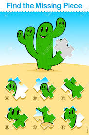 Right answer) an interesting test of vision #01. Kids Easy Cartoon Cactus Find The Missing Piece Puzzle With A Royalty Free Cliparts Vectors And Stock Illustration Image 96234344