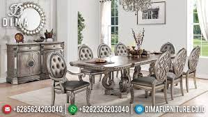 Set Kursi Meja Makan Mewah Champagne Color Luxury Model Mmj 0516 Desain Meja Makan Kursi Meja Makan Meja Makan
