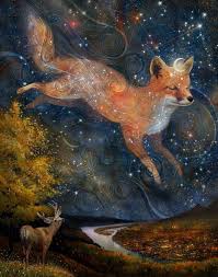 Fox In The Stars By Meluseena Animal Guide Spirit Animal Totem Fox Art Print Pagan Art Art