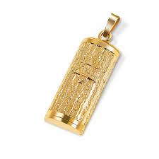 Sterling silver sideways initial necklace. Rounded 14k Gold Mezuzah Pendant