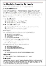 Fashion Sales Associate Cv Sample Myperfectcv Manager Resume Resume Examples Restaurant Management