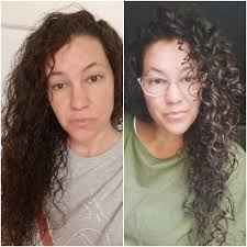 Curly hair transformation with moisturizing products