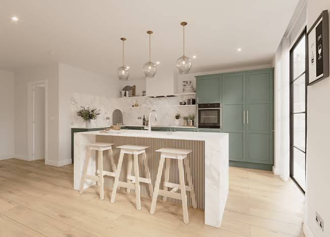 Kitchen island clearance compared with compact kitchen peninsula layout