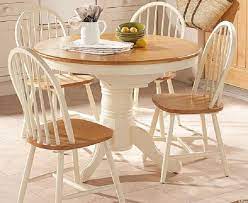Furniture White Wooden Base Round Wooden Dining Table Design With 4 Dining Chairs Ideas Ma Round Kitchen Table Set Wooden Kitchen Table Circular Dining Table