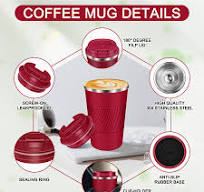 Amazon.com: Coffee Travel Mug 12oz Insulated Coffee Mug with Lid Portable  Spill-Proof Coffee Travel Mug No Handle Reusable Stainless Steel Mug Keeps  ...