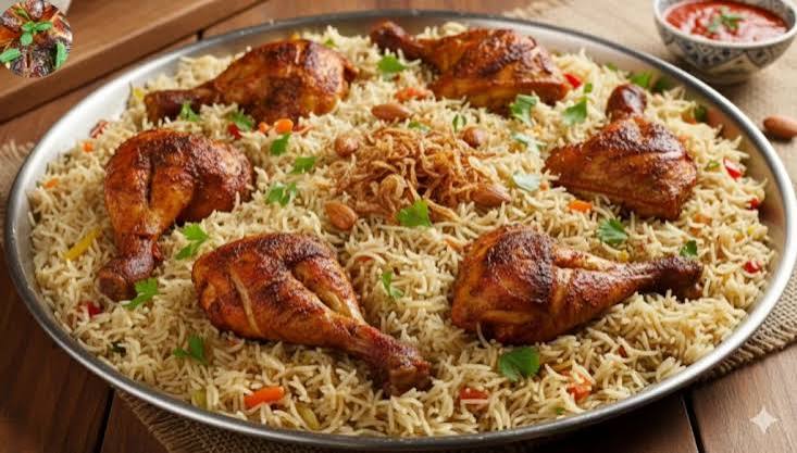 Step by step cooking process of kabsa rice showing rinsing, soaking, boiling, steaming and fluffing stages