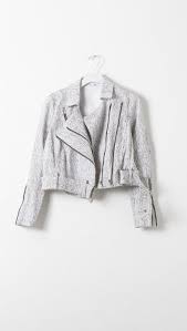 Helmut Lang Cropped Graphic Biker Jacket In Black Multi Biker Jacket Fur Leather Jacket Jackets