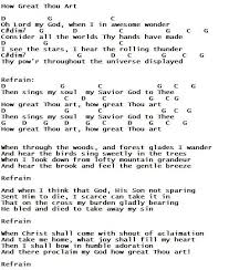 How Great Thou Art Guitar Chords For Songs Uke Songs Gospel Song