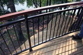 The posts and balusters of your metal deck railing will include a flange that attaches to the floor, or a separate base that mounts to the floor. Top 50 Best Metal Deck Railing Ideas Backyard Designs Carolina Fence Screen Deck Railing Design Metal Deck Metal Deck Railing