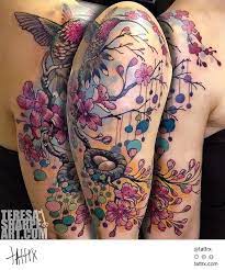 Teresa Sharpe Tattoo Hummingbird Half Slleve Bird Shoulder Tattoos Sleeve Tattoos Tattoos