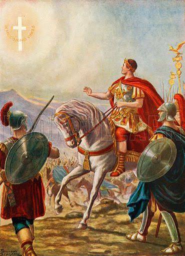 The emperor Constantine seeing the sign of the Cross.