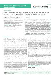 Copyright © nextgen esolution pvt. Pdf Antimicrobial Susceptibility Pattern Of Brucella Isolates From Abortion Cases In Animals In Northern India