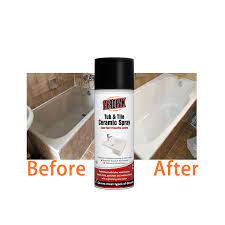 Even with good care and cleaning, without any type of refinishing, tubs, showers and sinks lose their shine, looking dull and lusterless. Aerosol Tub And Tile Spray Refinishing Ceramic Spray Paint Buy Tub And Tile Ceramic Spray Bathroom Renew Spray Bathtub Aerosol Paint Product On Alibaba Com