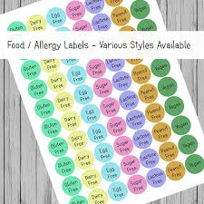 Food Allergy Labels Allergen Labels Food Markers Food