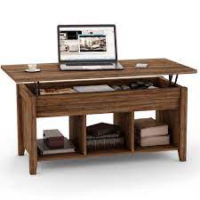 The lift on the coffee table can open up an area for storage inside of the table for books, magazines, remotes, or other small items you have hanging around your living room. Tribesigns Lift Top Coffee Table With Hidden Storage And Lower Shelf For Living Room Dark Teak Walmart Com Walmart Com