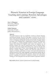 Pdf Phonetic Notation In Foreign Language Teaching And Learning Potential Advantages And Learners Views
