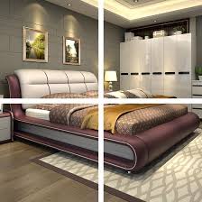 Two bed designs are available, one with a rectangular headboard top and the other with an oval shape, both finished in dark walnut. Queen Size Bed Frame Discount Modern Furniture Where To Buy Good Bedroom Furniture Discount Modern Furniture Bedroom Furniture Shops Cheap Bedroom Sets
