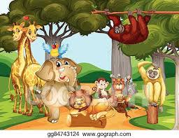 Vector Art Wild Animals Living In The Forest Clipart Drawing Gg84743124 Gograph