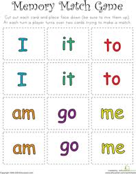 Tricky uppercase letters, children listen to a prompt and then select a matching uppercase letter. Match Game Sight Word Memory Match Worksheet Education Com